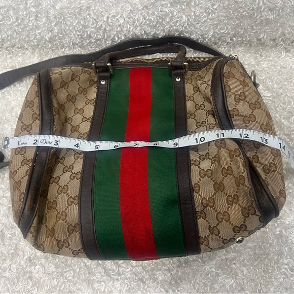 Gucci Monogram Vintage Women’s Web Boston Shoulder Bag - Picture 15 of 16